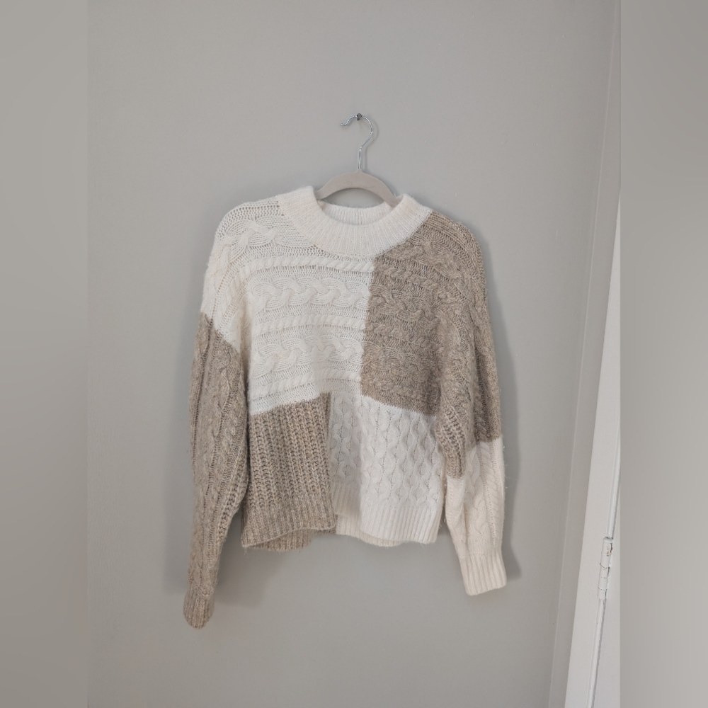 Abercrombie Cable Knit Patchwork Sweater - image 1